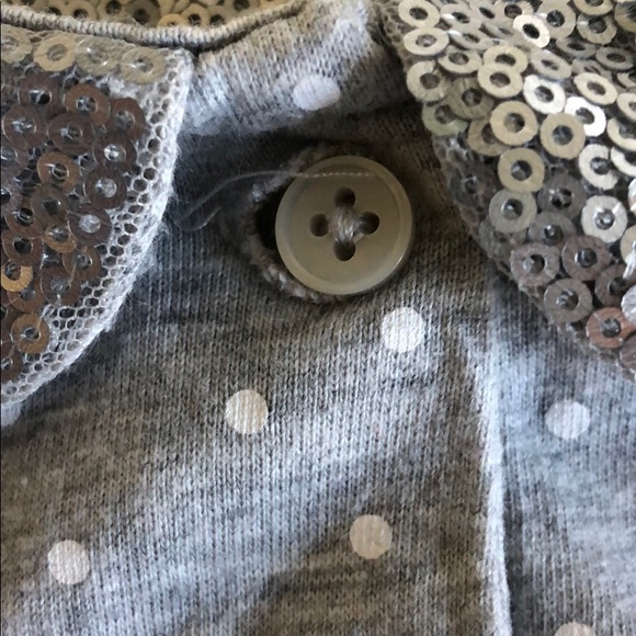 Girls Cotton Gray and White Dress - Picture 5 of 5